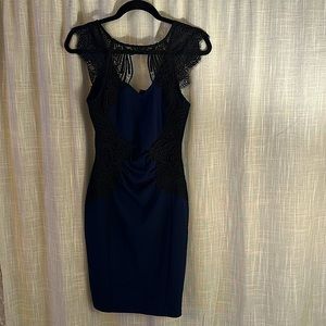 New Lipsy London Navy blue black lace dress